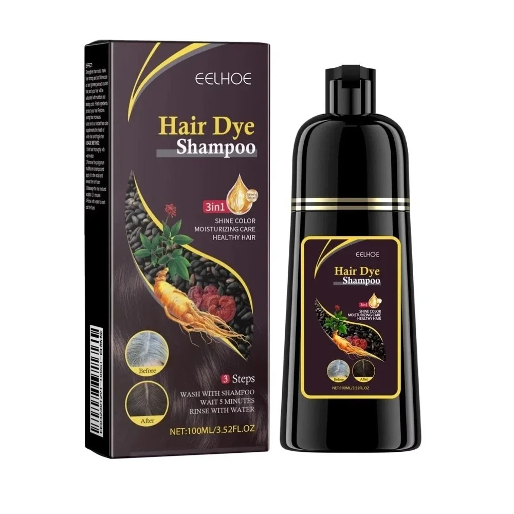 3-in-1‎ Natural Black Hair Dye Shampoo - Hair Darkening, Growth Boost, Moisture